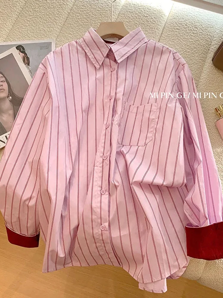 Jmprs Designed Patchwork Women Shirts Fashion Pink Striped Korean Long Sleeve Simple Office Ladies Tops Button Up Casual Shirt
Jmprs Designed Patchwork Women Shirts Fashion Pink Striped Korean Long Sleeve Simple Office Ladies Tops Button Up Casual Shirt