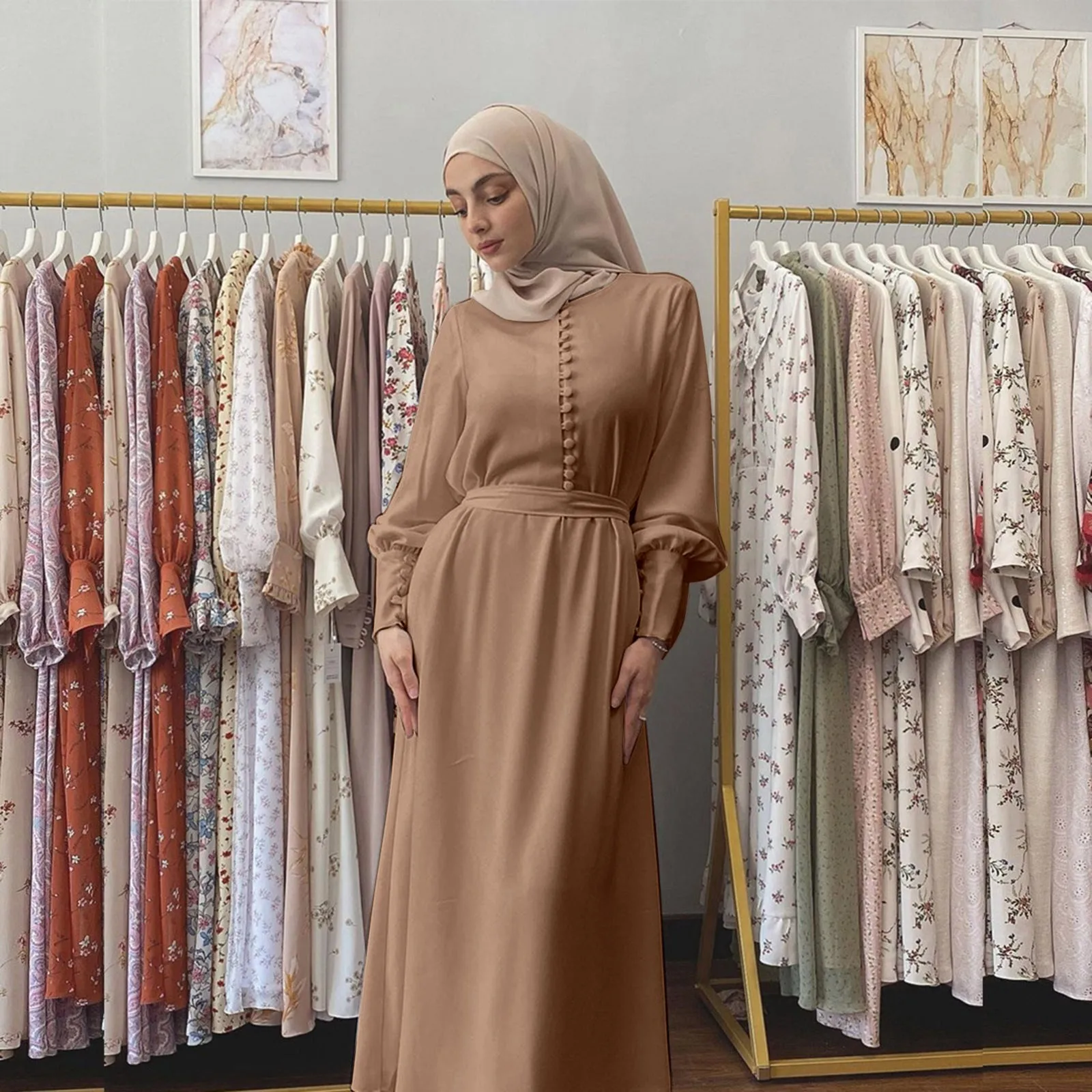 

2024 шифоновые длинные платья в мусульманском стиле Дубай Роскошные мусульманские Абайи однотонные женские однобортные Абайи с длинным рукавом в мусульманском стиле