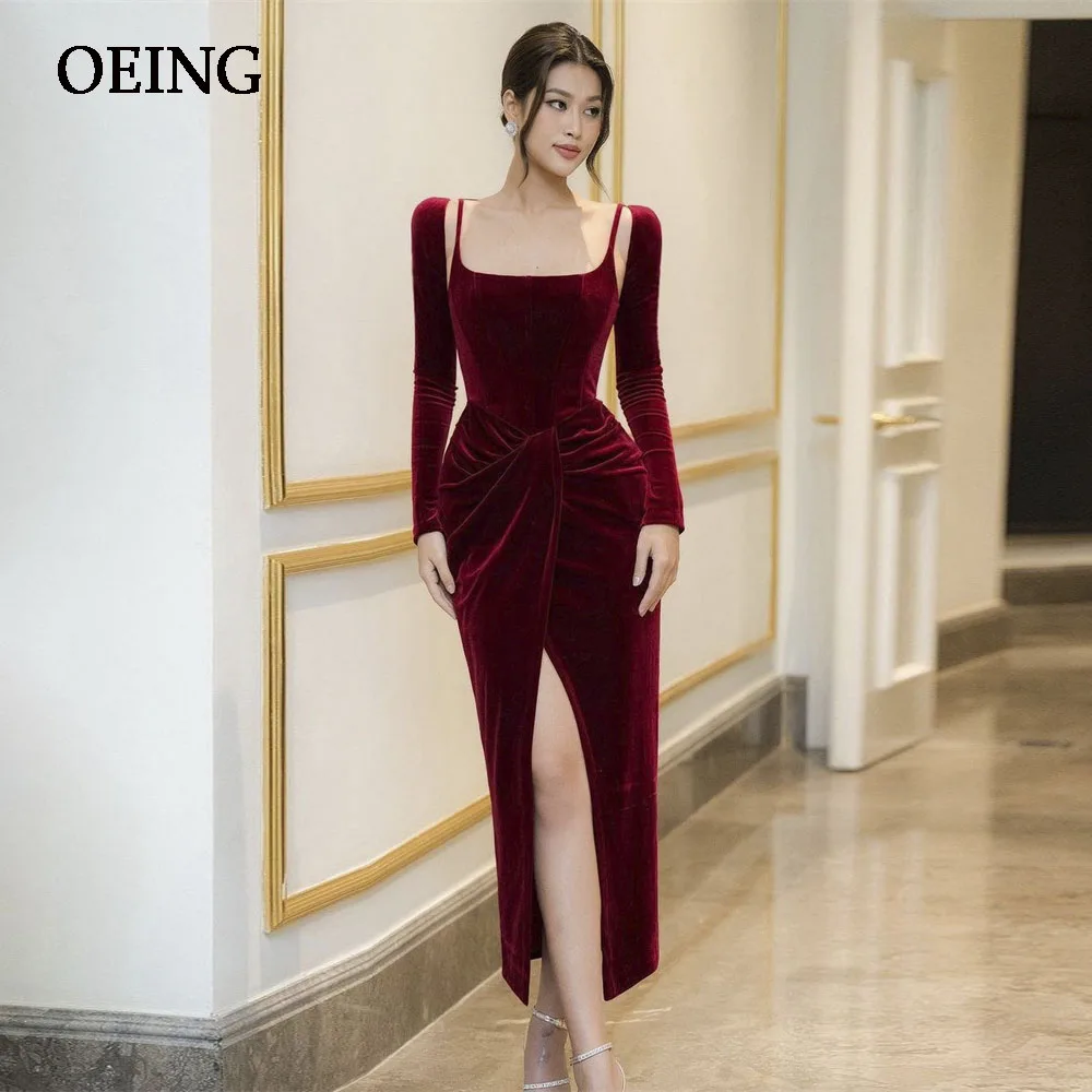OEING Red Velour Prom Dresses Sexy Cocktail Evening Dress Long Sleeves Ankle Length Elegant Dresses For Formal Occasion Gowns
OEING Red Velour Prom Dresses Sexy Cocktail Evening Dress Long Sleeves Ankle Length Elegant Dresses For Formal Occasion Gowns