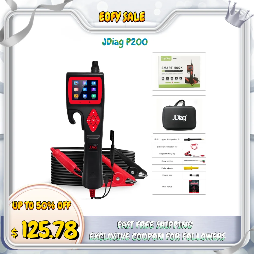 JDiag P200 Car Circuit Tester Automotive Relay Circuit Analyzer 9-30V Oscilloscope Injector Auto Electric System Diagnostic Tool
JDiag P200 Car Circuit Tester Automotive Relay Circuit Analyzer 9-30V Oscilloscope Injector Auto Electric System Diagnostic Tool