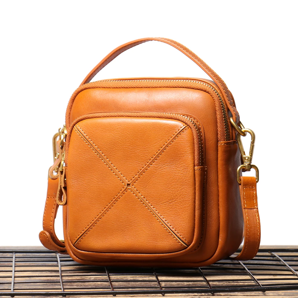 

Women Retro Real Leather Handbag Crossbody Bag Cowhide Casual Daily Cell Phone Bag Mini Small Square Bag Sling Bag Leathfocus