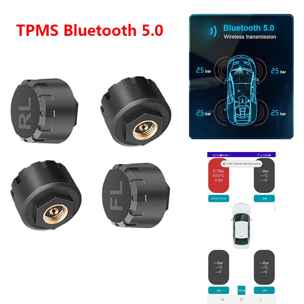 Car TMPS Tire Pressure Sensors Motorcycle TPMS Bluetooth-Compatible Tire Pressure Monitoring System External Sensor Android/IOS
Car TMPS Tire Pressure Sensors Motorcycle TPMS Bluetooth-Compatible Tire Pressure Monitoring System External Sensor Android/IOS