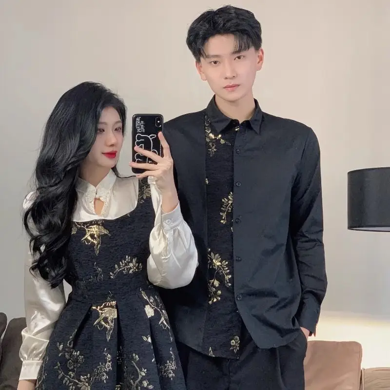 Shpmishal New Chinese Style Couple Outfit Spring and Autumn 2024 New High-end Shirt Fake Two Mid Length Dresses Female Clothing
Shpmishal New Chinese Style Couple Outfit Spring and Autumn 2024 New High-end Shirt Fake Two Mid Length Dresses Female Clothing