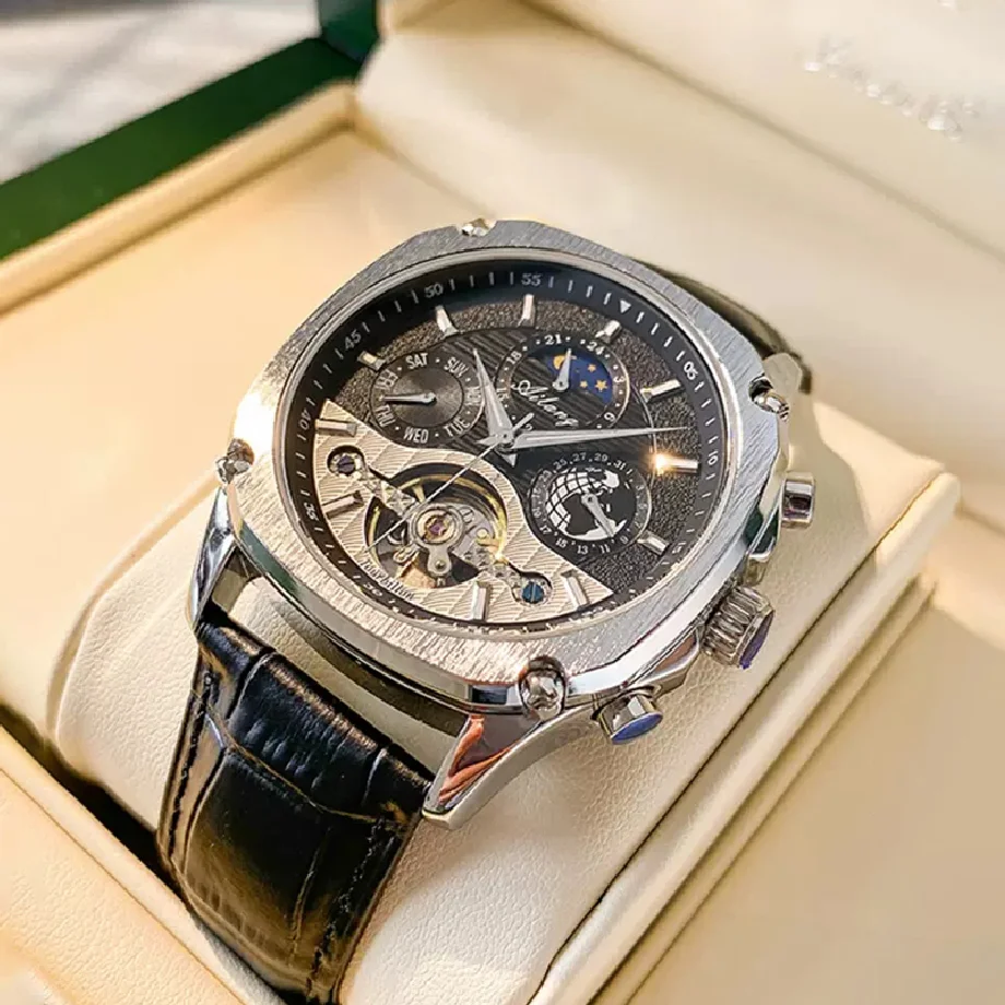 AILANG Skeleton Tourbillon Men Mechanical Watch Luxury Automatic Watches Stainless Steel Moon Phase Wristwatch Relogio Masculino
AILANG Skeleton Tourbillon Men Mechanical Watch Luxury Automatic Watches Stainless Steel Moon Phase Wristwatch Relogio Masculino