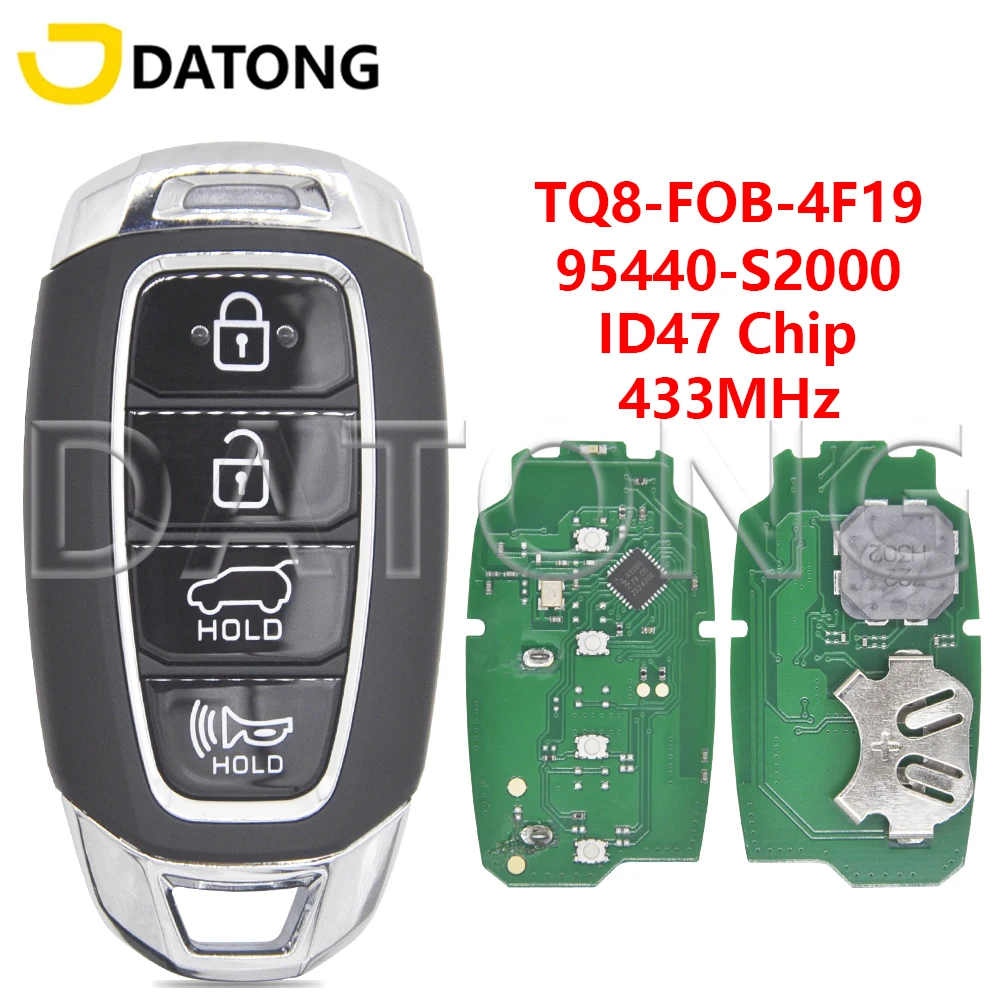Datong World Car Remote Control Key For Hyundai Sante Fe 2019-2020 ID47Chip 433MHz 95440-S2000 TQ8-FOB-4F19 Proximity Smart Card
Datong World Car Remote Control Key For Hyundai Sante Fe 2019-2020 ID47Chip 433MHz 95440-S2000 TQ8-FOB-4F19 Proximity Smart Card