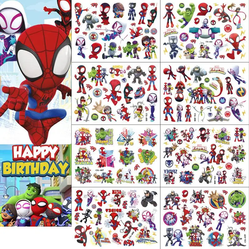 

1Pcs Spidey and His Amazing Friends Temporary Tattoos for Kids Birthday Party Supplies Favors Cute Tattoos Stickers Decoration