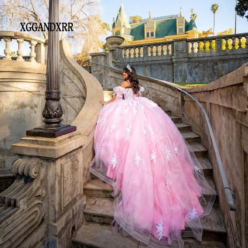 

Модное розовое мексиканское платье Quinceanera 2024 бальное платье для дня рождения и выпускного вечера искусственное платье с аппликацией милое платье для девушки XV лет 15 16