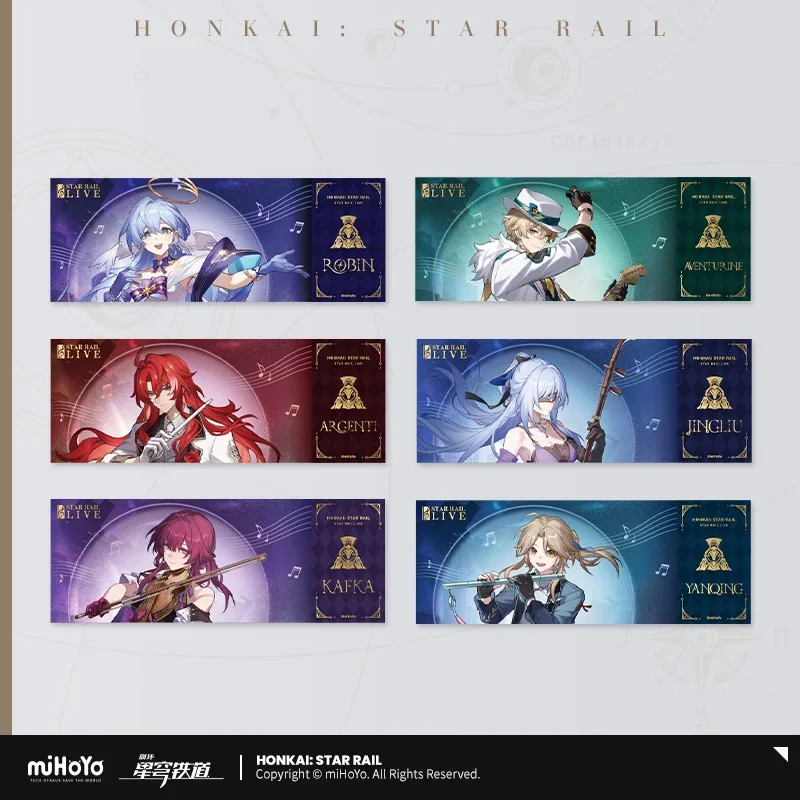 Предпродажа игры Honkai: Star Rail Live Official Merch концерт Сувенирный лазерный билет Robin Aventurine Argenti Jing Liu Kafka Yanqing
Предпродажа игры Honkai: Star Rail Live Official Merch концерт Сувенирный лазерный билет Robin Aventurine Argenti Jing Liu Kafka Yanqing