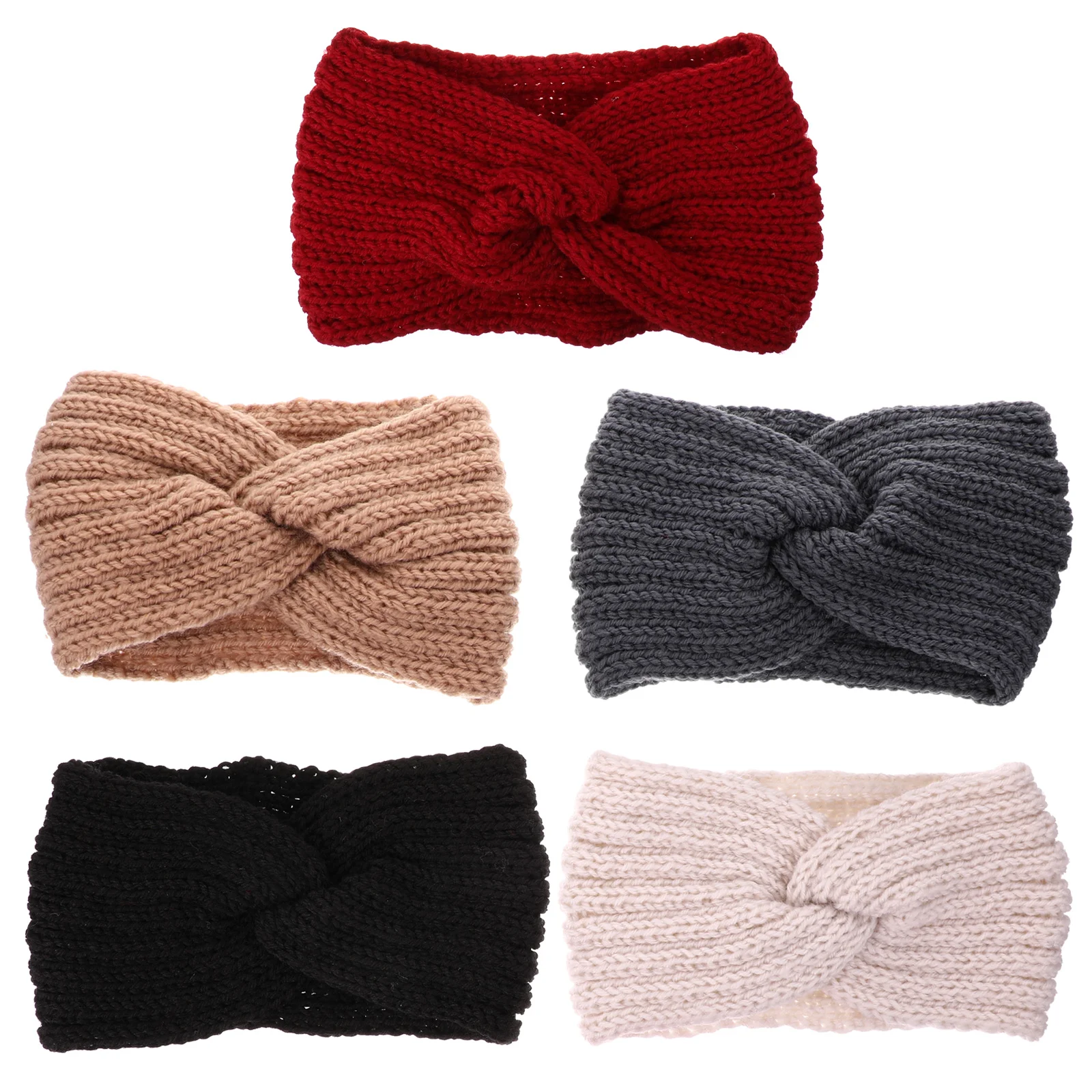 

5 Pcs Knitting Cross Wool Warm Headband Women Crochet Hook Manual Hairband Ear Warmer Yarn Miss Ribbons