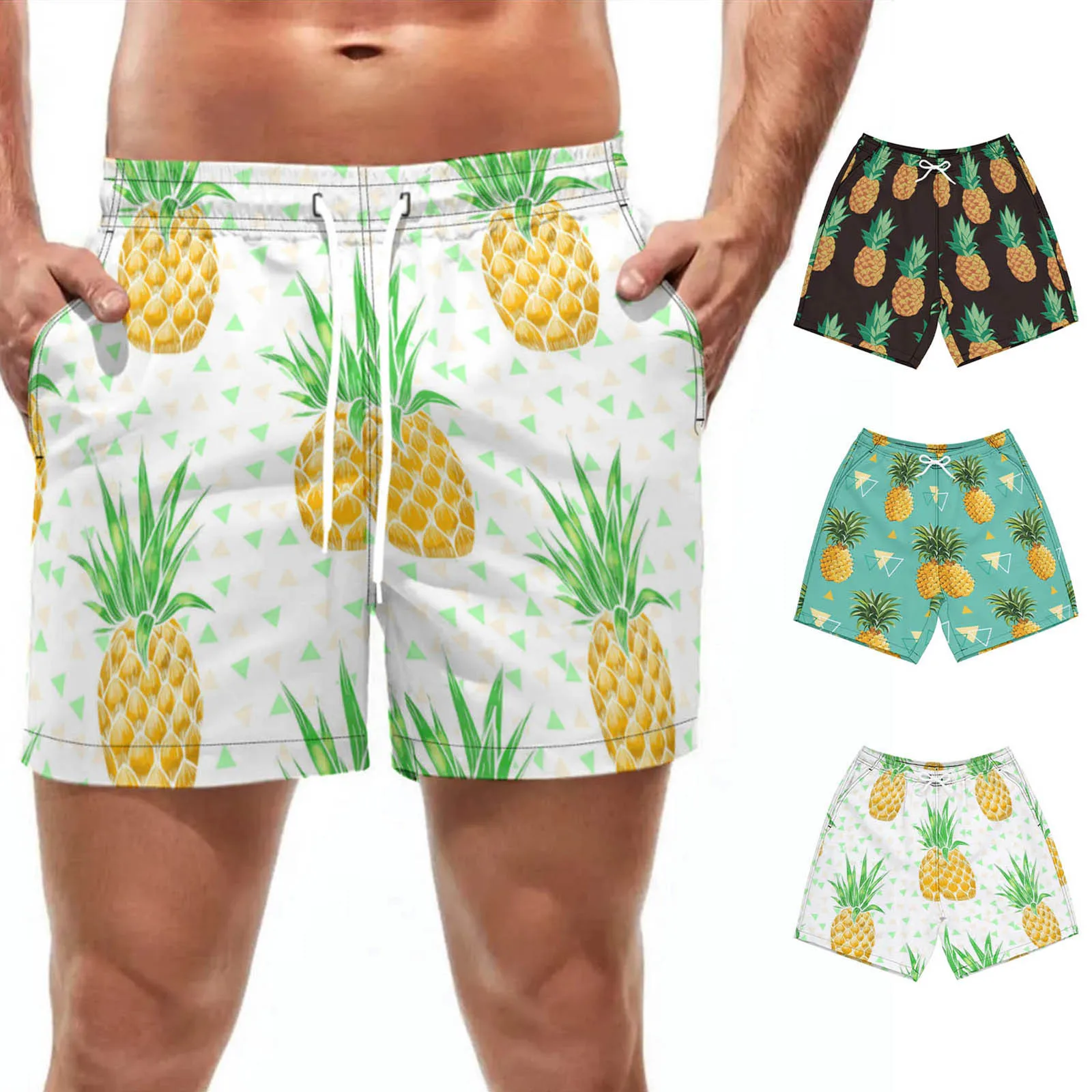 

Pineapple Print Quick Dry Summer Mens Siwmwear Beach Board Shorts Briefs For Man Swim Trunks Swimming Shorts Surfing Beachwear