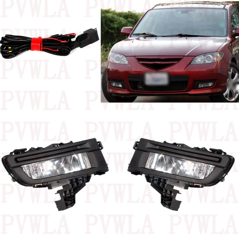 

Pair Front Bumper Fog Lights Lamp With Bulbs + Wire MA2592113 BAP151690C/MA2593113 BAP151680C For Mazda 3 Sedan 2007 2008 2009