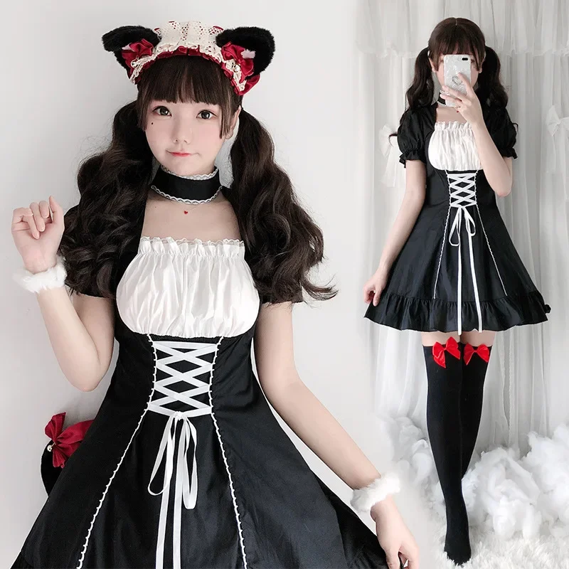Lolita Dress Black White Kittiy Maid Uniform Anime Cosplay Halloween Costumes For Women Sexy Gothic Dress Carnival Party Kawaii
Lolita Dress Black White Kittiy Maid Uniform Anime Cosplay Halloween Costumes For Women Sexy Gothic Dress Carnival Party Kawaii