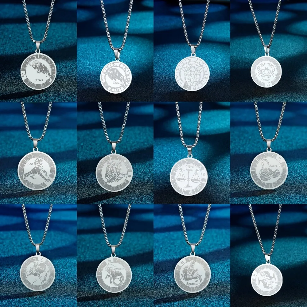 1 Set 12pcs Simple and Fashionable Stainless Steel Constellation Horoscope 12 Zodiac Sign Pendant Necklace Chain
1 Set 12pcs Simple and Fashionable Stainless Steel Constellation Horoscope 12 Zodiac Sign Pendant Necklace Chain