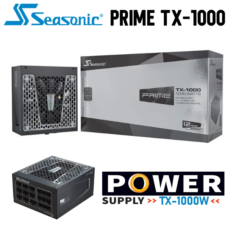 

Computer Power Supply 1000W Gaming ATX Seasonic Prime TX-1000 Desktop 80 PLUS Titanium 1300W SATA Supply New