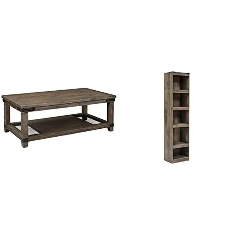 Rustic Coffee Table with Distressed Finish Oak Wood Grain Entertainment Center Pier Modern Farmhouse Styling Adjustable Shelves
Rustic Coffee Table with Distressed Finish Oak Wood Grain Entertainment Center Pier Modern Farmhouse Styling Adjustable Shelves