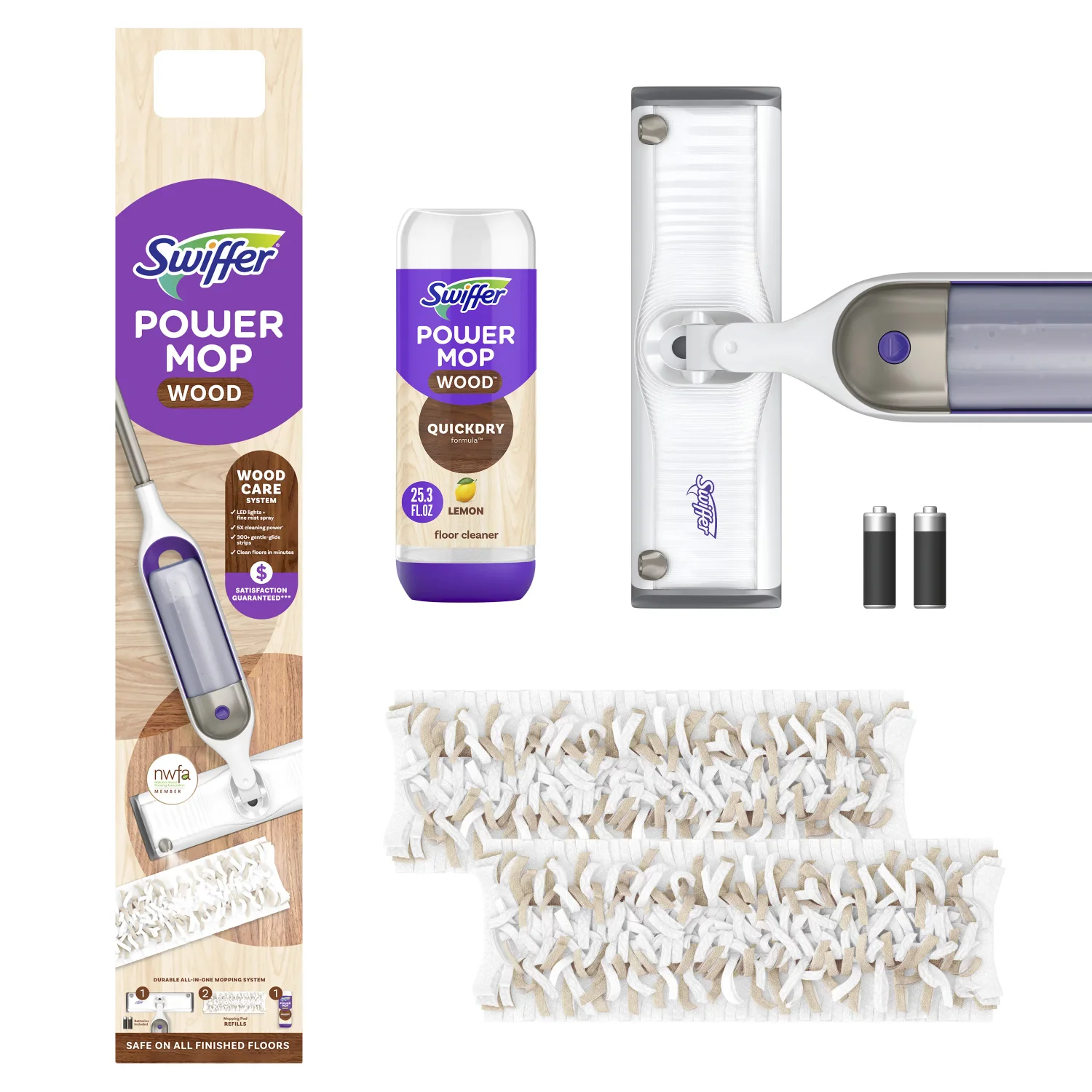 

Power Mop Wood Mop Kit for Floor Cleaning, Lemon Scent