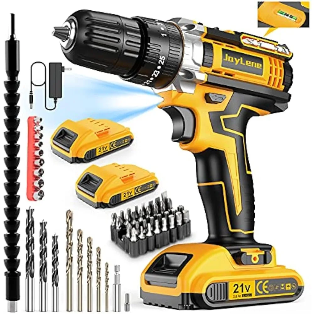 JayLene 21V Cordless Drill Set, Power Drill 59Pcs with 3/8 Inch Keyless Chuck, 25 3 Clutch Electric Drill with Work Light, Max
JayLene 21V Cordless Drill Set, Power Drill 59Pcs with 3/8 Inch Keyless Chuck, 25 3 Clutch Electric Drill with Work Light, Max