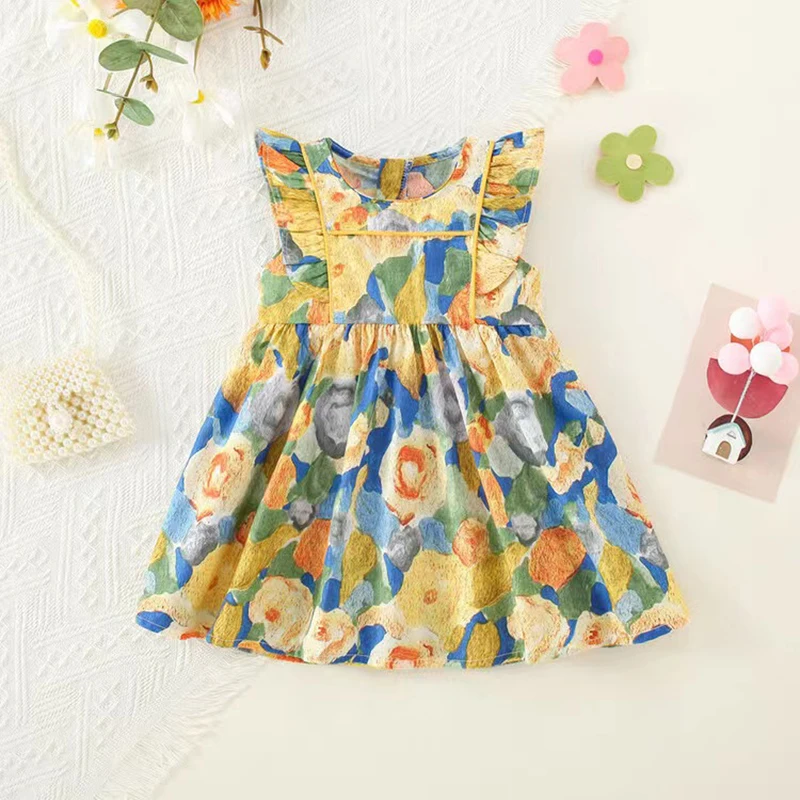 Baby Girls Summer Dress Ruffle Fly Sleeve Round Neck Oil Painting Floral Print Pleated Hem A-line Princess Dress Toddler Outfit
Baby Girls Summer Dress Ruffle Fly Sleeve Round Neck Oil Painting Floral Print Pleated Hem A-line Princess Dress Toddler Outfit