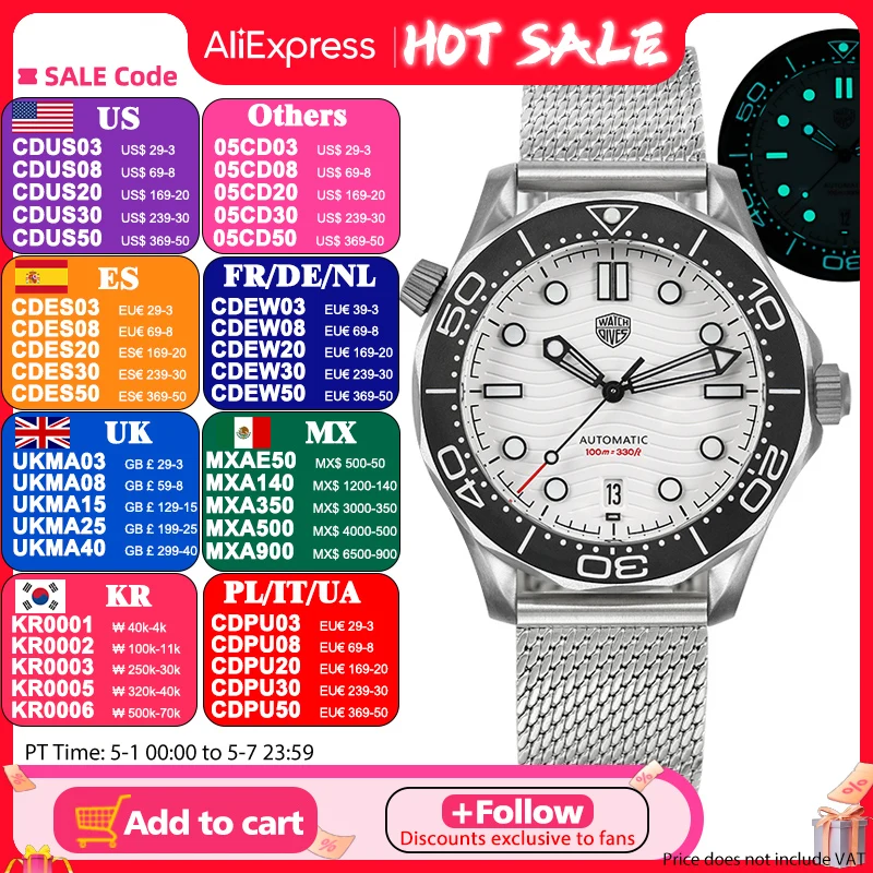 Watchdives NTTD Titanium Watch NH35 Automatic C3 Super Luminous Domed Sapphire Crystal 100m Waterproof Retro Luxury Wristwatch
Watchdives NTTD Titanium Watch NH35 Automatic C3 Super Luminous Domed Sapphire Crystal 100m Waterproof Retro Luxury Wristwatch
