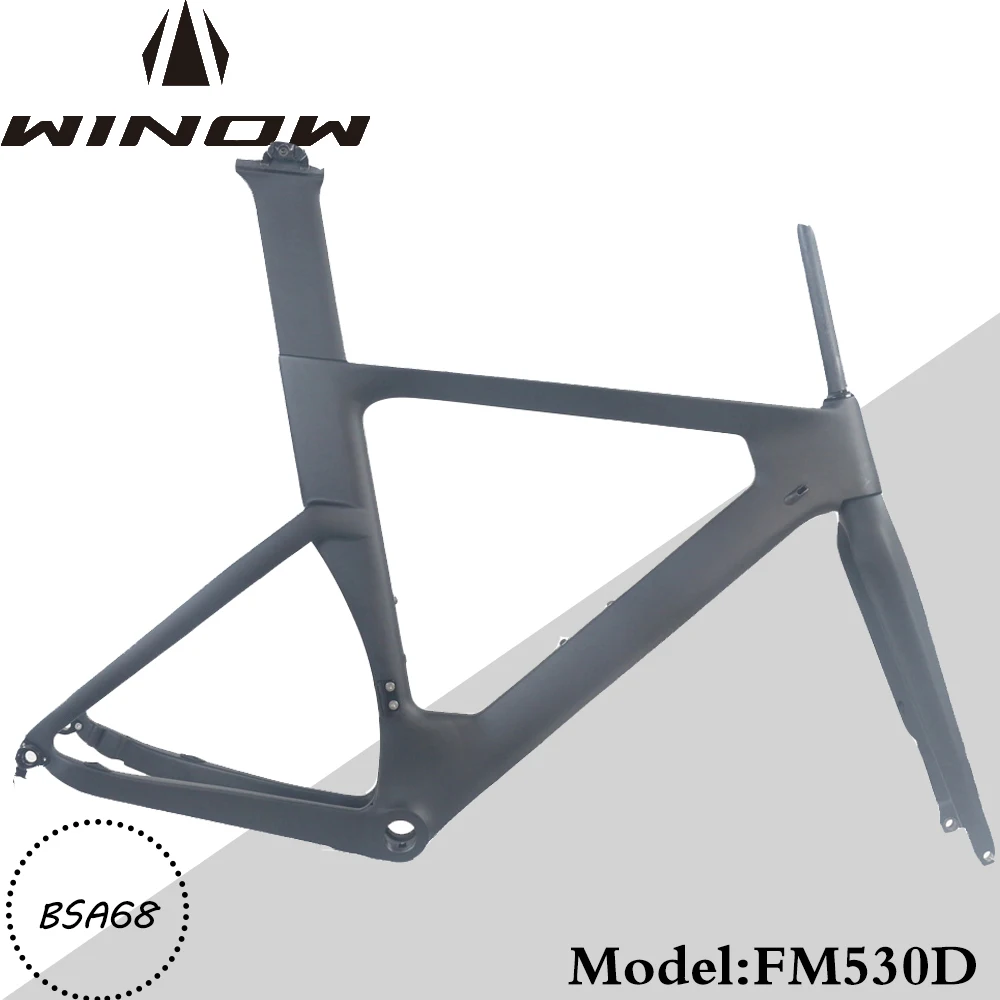 

Winow Road Carbon Frameset 700*28C/30C BSA68 Disc Brake 140MM TT Frames Black Matte Gloss 49/51/54/57CM Carbon Road Bike Frame