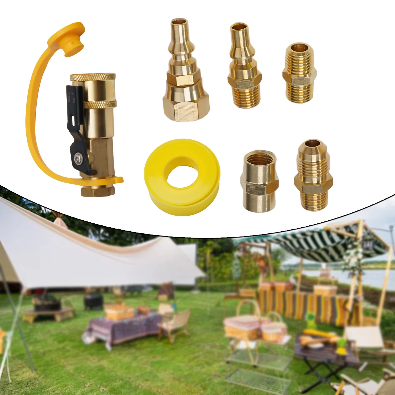 7 Piece RV Propane Quick Connect Adapter Kit Brass Construction Convenient Shut off Valve Wide Range of Applications
7 Piece RV Propane Quick Connect Adapter Kit Brass Construction Convenient Shut off Valve Wide Range of Applications