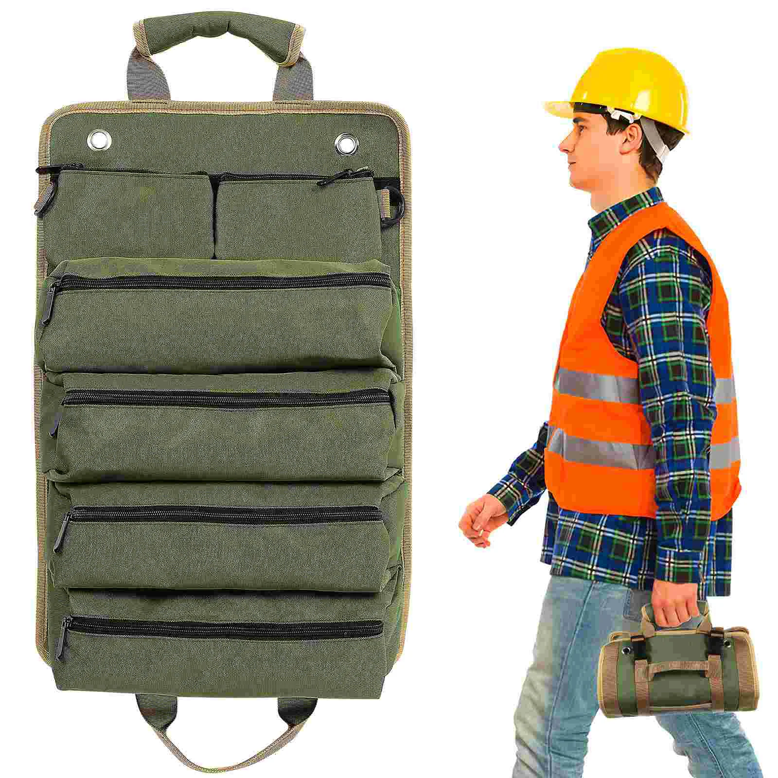 

Tool Bag Roll Up Heavy Duty Tool Organizer Bag Portable Carrier Bag Electricians Tool Bag