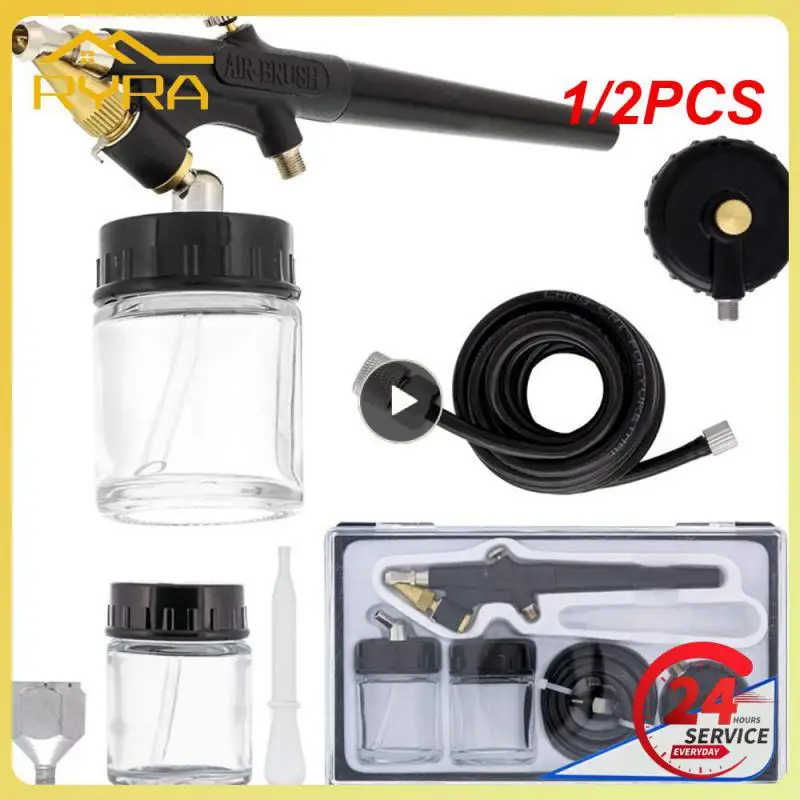 

1/2PCS 138Type Airbrush Kit Mini Single Action Air Brush Set Siphon Feed 0.8mm Paint Spray Gun w/ Hose 22cc Fluid Cups for