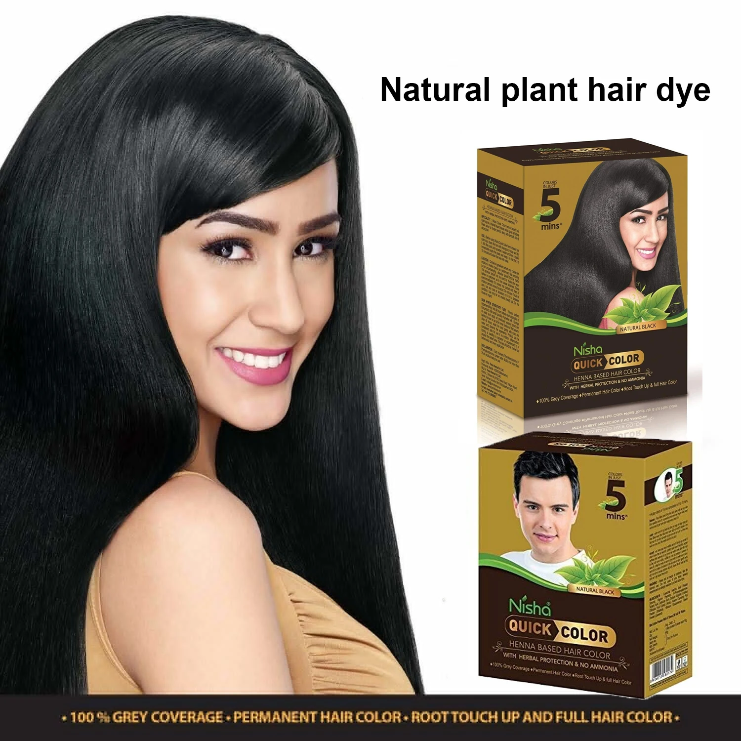 2box Nisha Quick Color Henna Based Hair Color Organic Hair Dye Plant Essence Cover white hair Natural Black Smooth Longer Period
2box Nisha Quick Color Henna Based Hair Color Organic Hair Dye Plant Essence Cover white hair Natural Black Smooth Longer Period