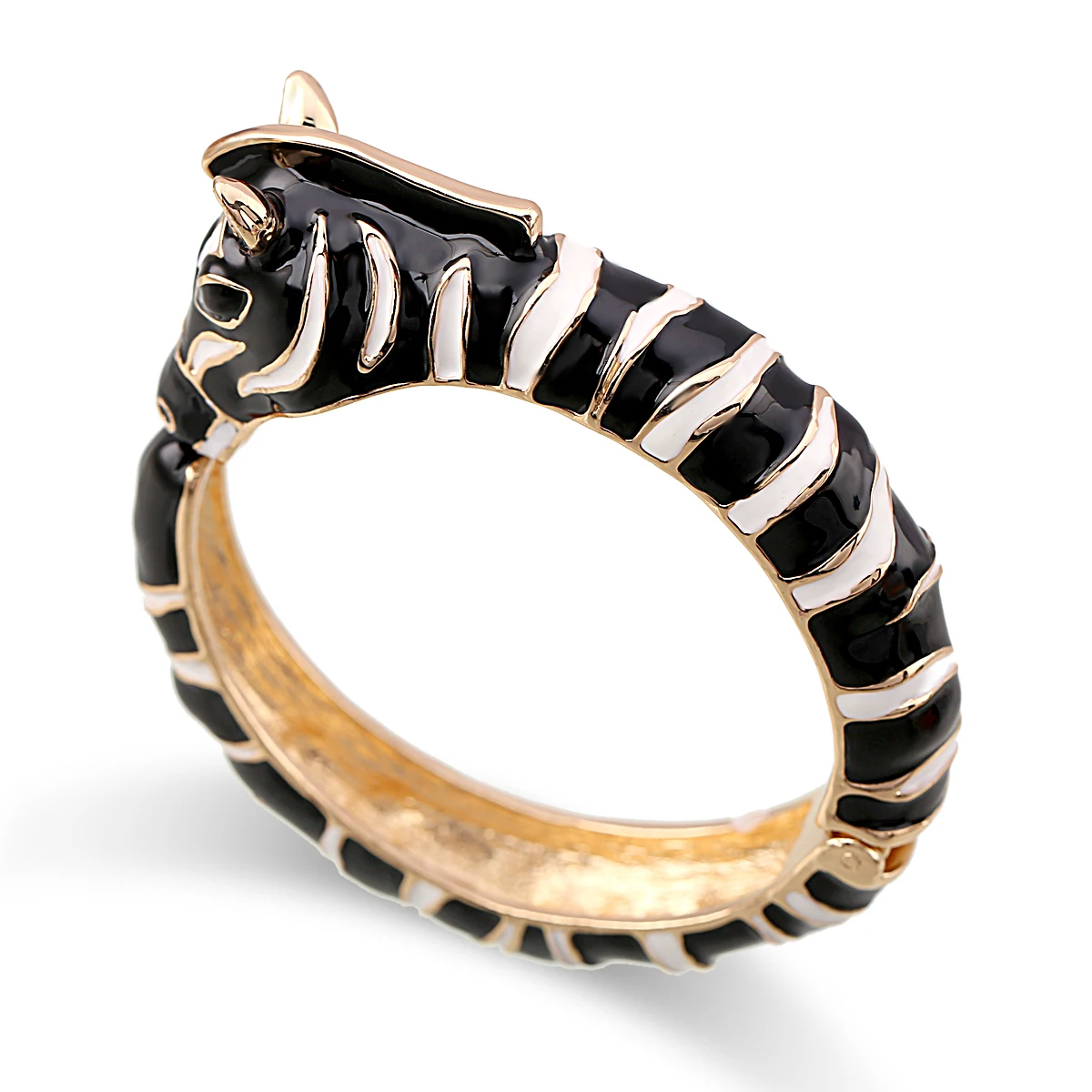 

HAHA&TOTO Especial Design Zebra Bracelet Cuff Statement Bangle Gold Plating Enamel Colorful Animal Chunky Bracelet for Women