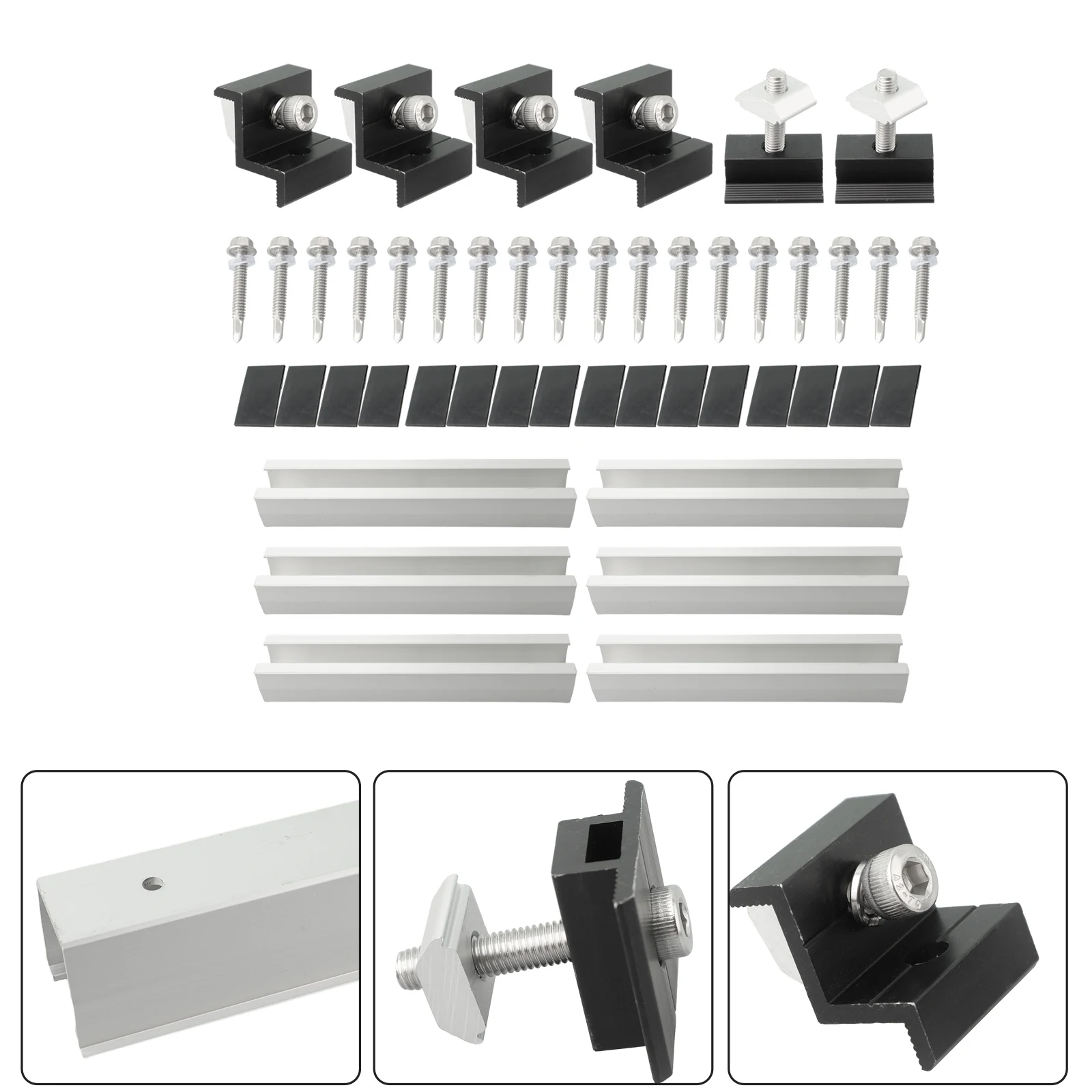 Solar Panel Mounting Brackets Rail PV Middle Clamp Roof Mount Kit Aluminum Bracket Solar System Installation Accessories
Solar Panel Mounting Brackets Rail PV Middle Clamp Roof Mount Kit Aluminum Bracket Solar System Installation Accessories