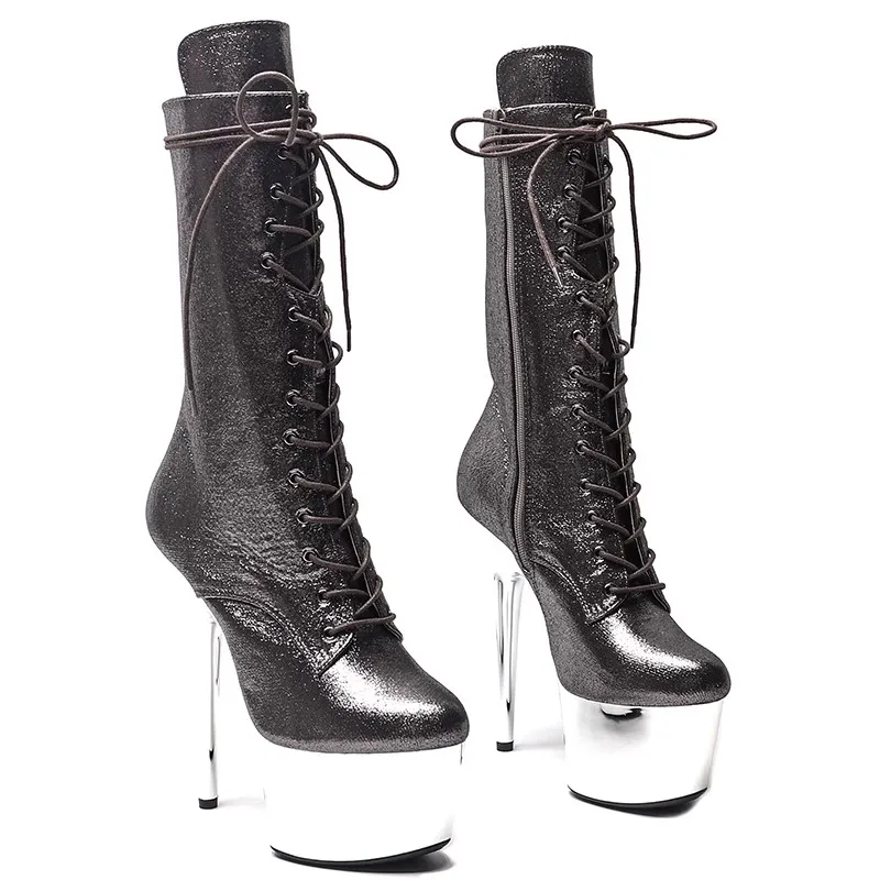 

Женские ботильоны с круглым носком Auman Ale, экзотические ботинки из искусственной кожи на платформе и высоком каблуке 17 см/7 дюймов, модель 190 года