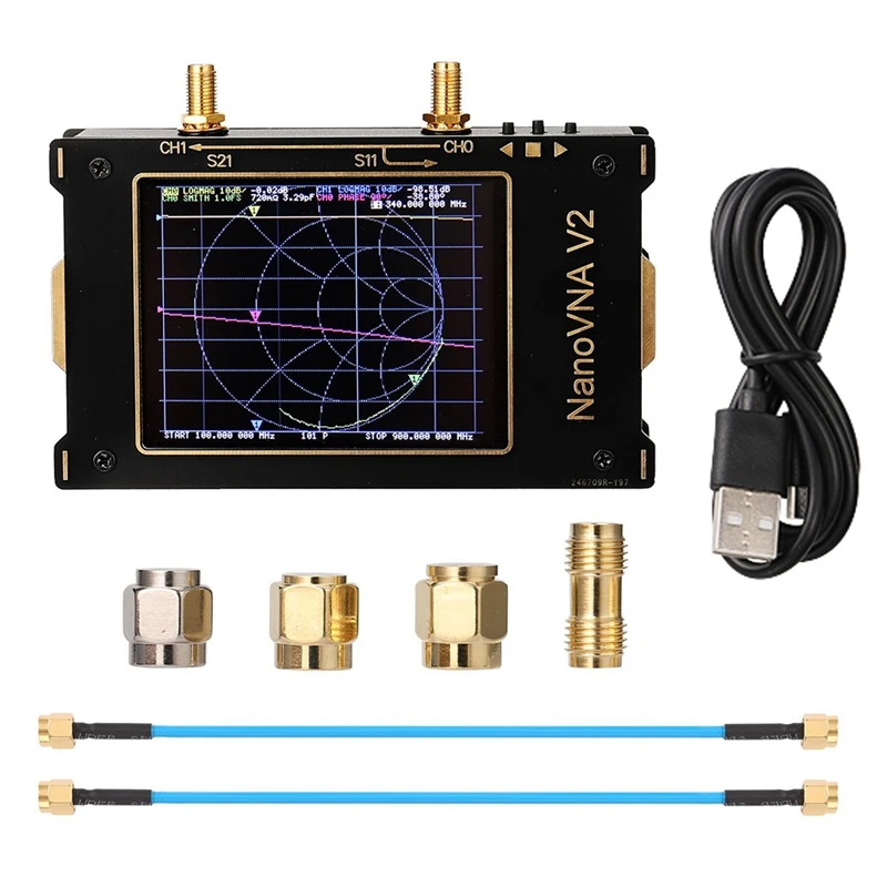 3.2 Inch Vector Network Analyzer S-A-A-2 Nanovna V2 Antenna Shortwave HF VHF UHF Tester With Press Pen Black Gold
3.2 Inch Vector Network Analyzer S-A-A-2 Nanovna V2 Antenna Shortwave HF VHF UHF Tester With Press Pen Black Gold