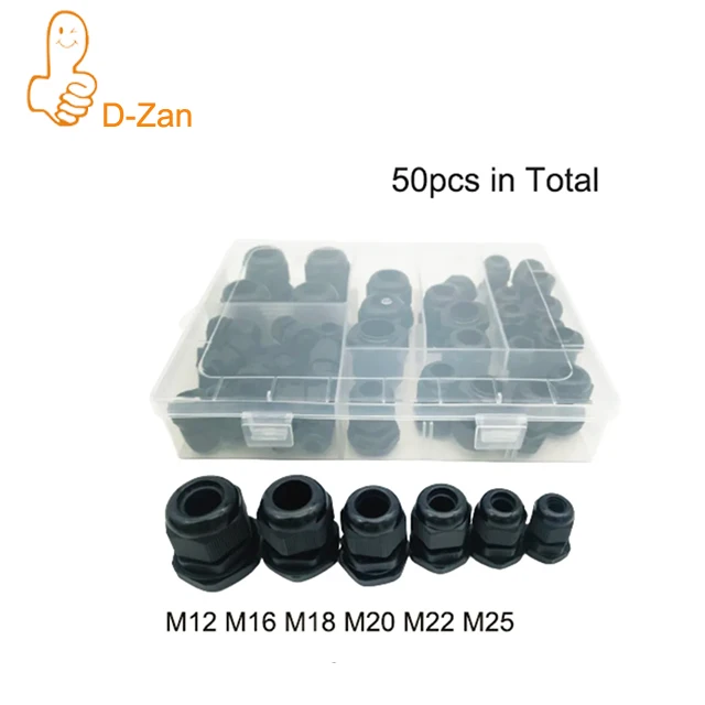 

Adjustable Cable Glands Kit 3-21mm Lock Nut Connector Joint IP68 Waterproof M12 M16 M20 M25 M32 Nylon Plastic Connector
