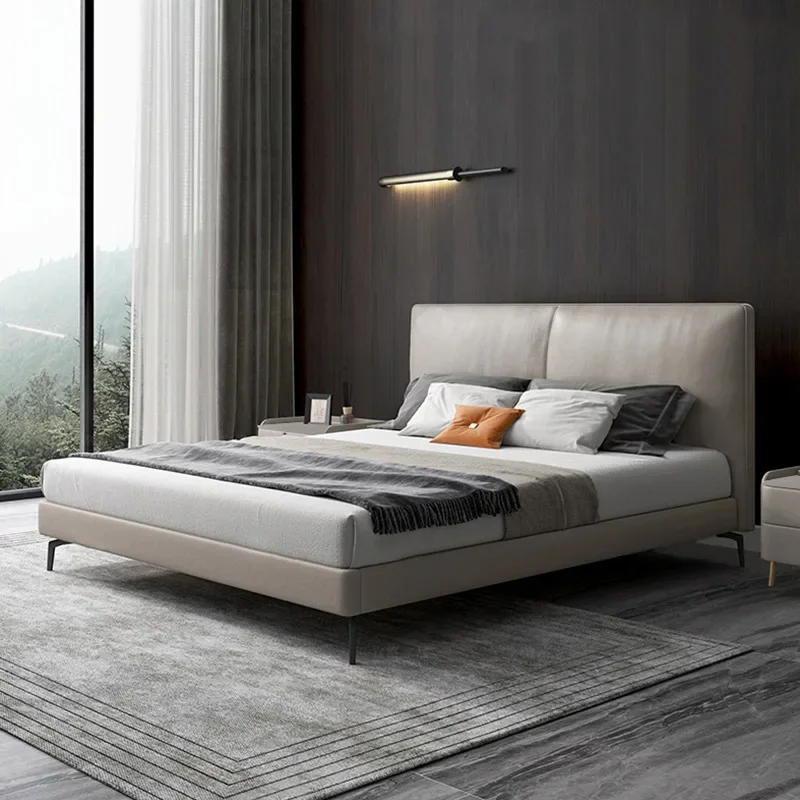 

Leather Beds Soft Women Mminimalist Human Joint Gray Bedroom Twin Solid Luxury Loft Modern Bed White Meubles Design Furniture