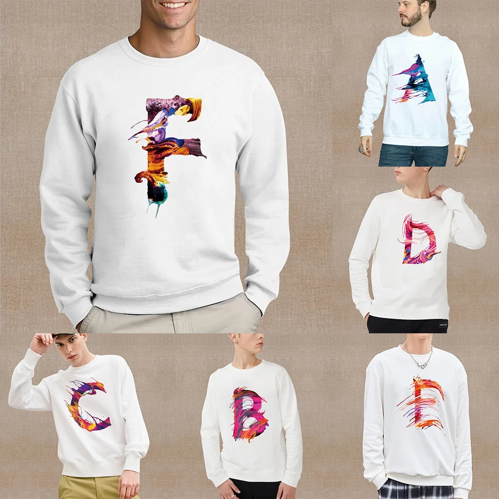 

Men's Sweatshirt Top Long Sleeve Fashion Tracksuit Clothes Paint Series Print Sweatshirts Autumn Round Neck Clothing Pullovers