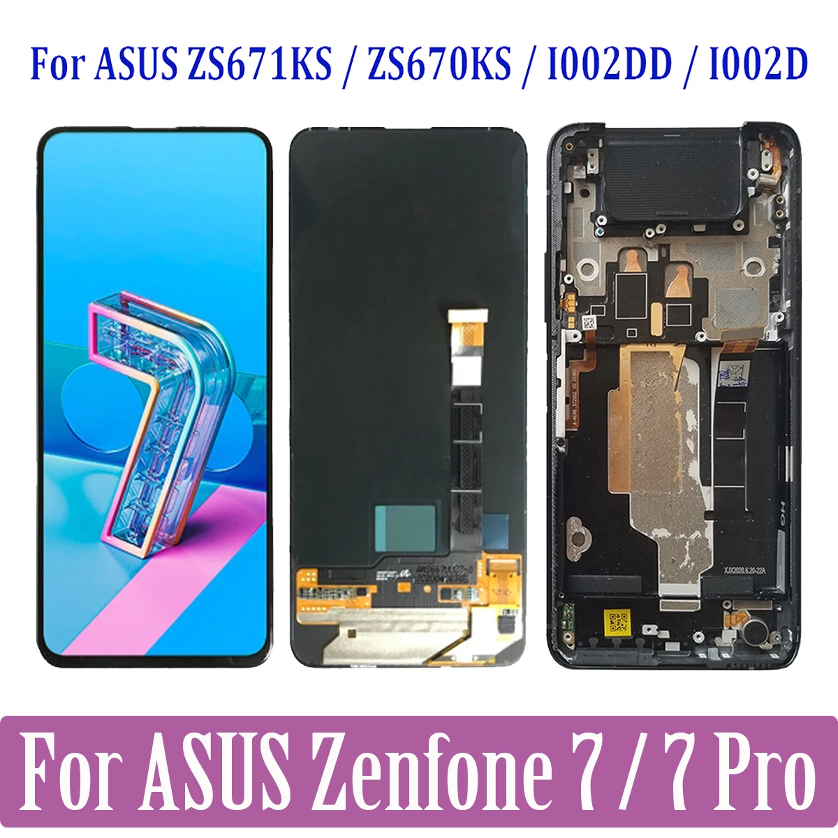 

AMOLED For Asus Zenfone 7 Pro 7Pro ZS671KS I002DD LCD Zenfone7 ZS670KS I002D Display Touch Screen Digitizer Assembly