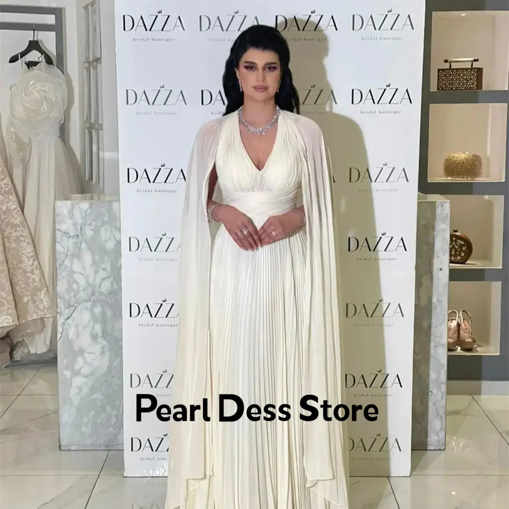 Luxury Ivory Cloak Sleeves Chiffon Evening Dress Elegant V-neck A-shaped Party Dress 2024 Elegant
Luxury Ivory Cloak Sleeves Chiffon Evening Dress Elegant V-neck A-shaped Party Dress 2024 Elegant