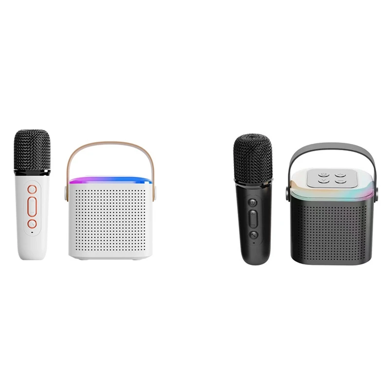 Мини-автомат для караоке, Bluetooth, портативный динамик, пение, со светодиодным ритмом музыки, семейный и уличный 
Мини-автомат для караоке, Bluetooth, портативный динамик, пение, со светодиодным ритмом музыки, семейный и уличный