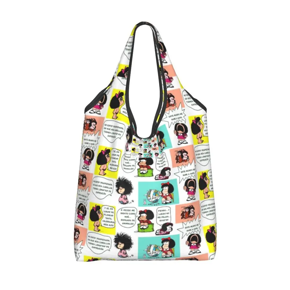 Custom Vintage Mafalda Manga Grocery Shopping Bag 82 S70c85f7b7416489ca45e8347eddf2a327