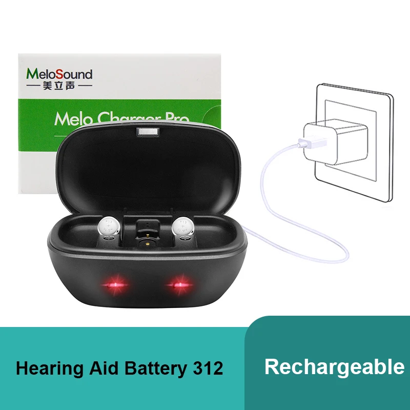 

Hearing Aid Rechargeable Batteries 312 a312 p312 pr41 Cell Button Battery W Charging Box for Hearing Aids Use Battery Size 312