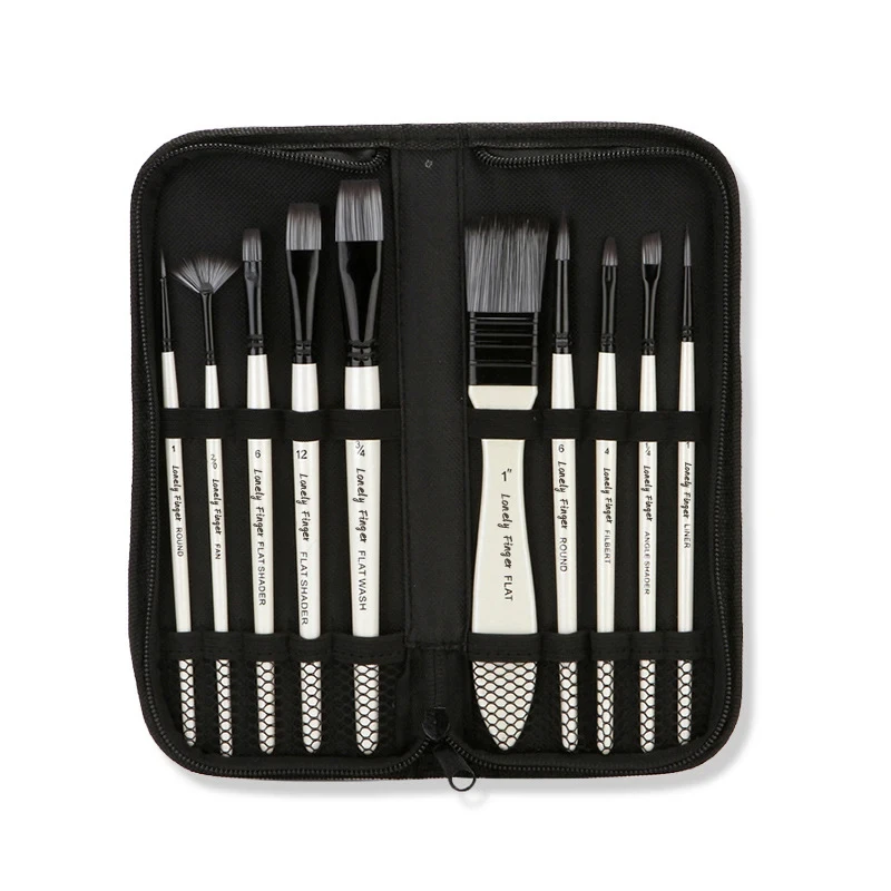 

10/12pcs Premium Nylon Hair Artist Paint Brushes Set Includes A Carrying Case For Acrylic, Watercolor, Oil And Gouache Painting