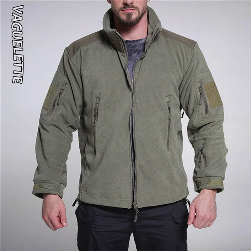 

VAGUELETTE Stand Collar Men's Warm Military Tactical Jacket Windproof Sport Fleece Army Jackets Coat
