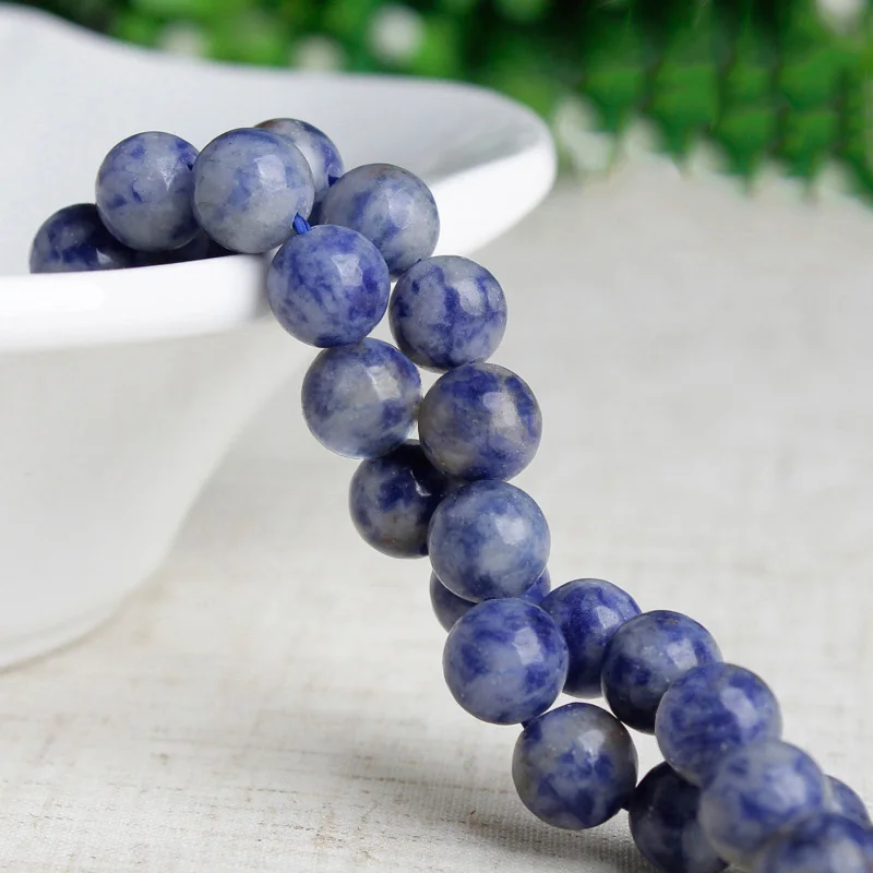 

1 Strand 35cm Natural Blue Spots Stone Round 4mm 6mm 8mm 10mm 12mm Beads For Jewelry Making DIY Bracelet Findings