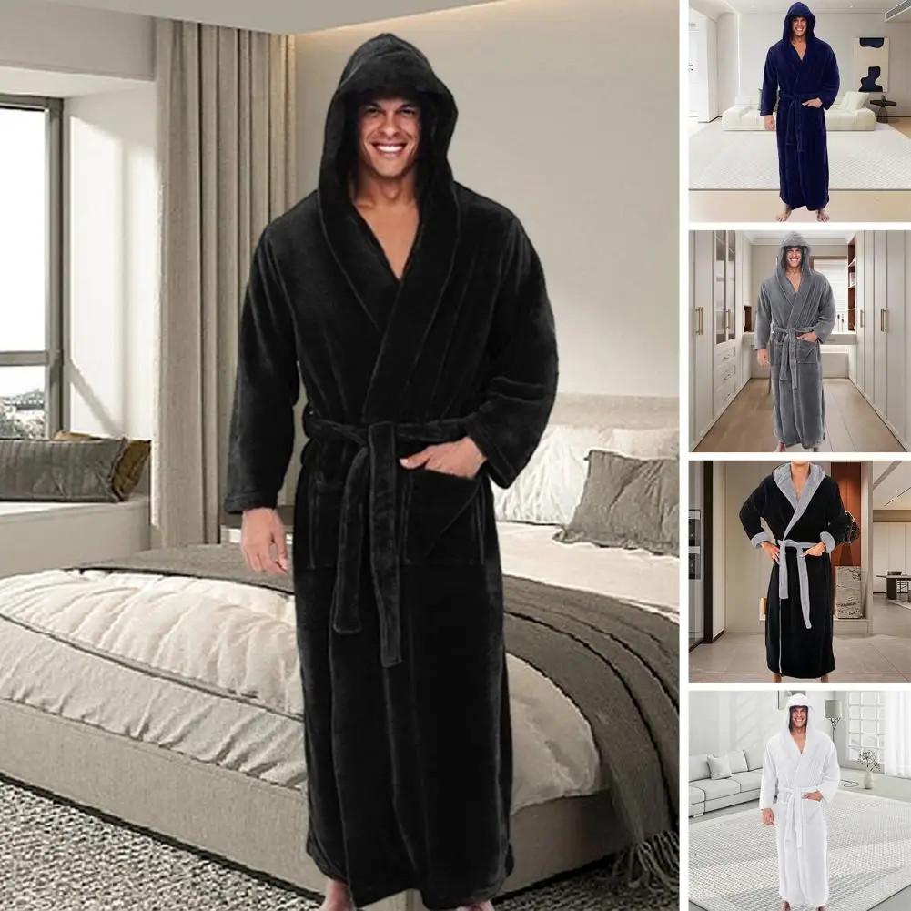 

Plush Bathrobe Soft Absorbent Men's Hooded Bathrobes with Adjustable Belt Pockets Stay Cozy Stylish After Every Shower Cozy