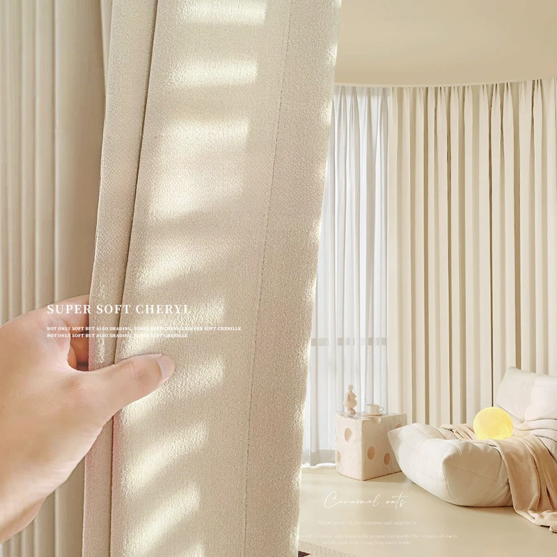 Super soft French chenille Curtains for Living dining room bedroom cream blackout villa custom finished
Super soft French chenille Curtains for Living dining room bedroom cream blackout villa custom finished