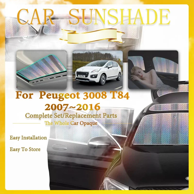 

For Peugeot 3008 T84 MK1 2007~2016 Car Window Sunshade Pad Anti-UV Sun Coverage Silver Windshields Window Cover Auto Accessories