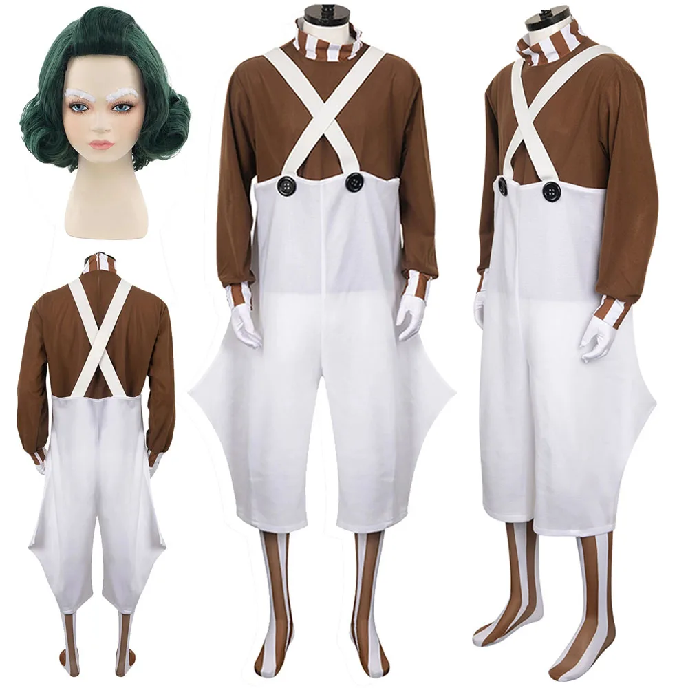 

Костюм для косплея Oompa по мотивам фильма «шоколадная фабрика», костюм для ролевых игр для взрослых, мужской комбинезон, наряды для Хэллоуина, карнавала, женская одежда