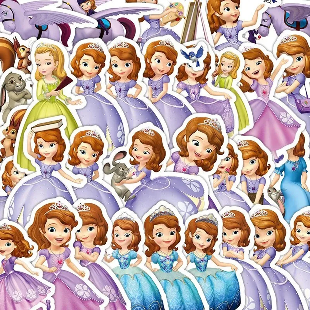 

10/30/50Pcs Cartoon Disney Anime Princess Sofia Stickers DIY Water Bottle Diary Kawaii Aesthetic Decals Sticker Kids Party Gifts