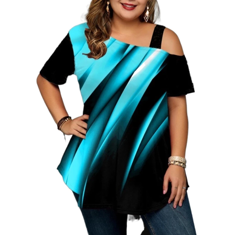 Fashion Plus Size Tops Women Digital Gradient Print Short Sleeve Large Hem Woman Blouse And Top Plus La Taille Tops 5Xl Femme
Fashion Plus Size Tops Women Digital Gradient Print Short Sleeve Large Hem Woman Blouse And Top Plus La Taille Tops 5Xl Femme