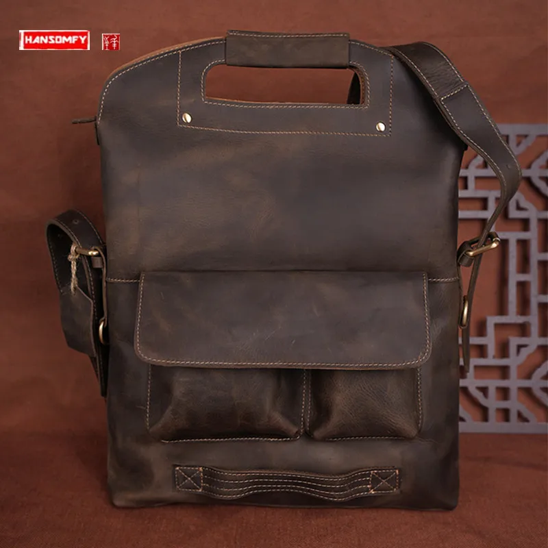 Retro Handmade Original Top Layer Leather Handbag Business Commute Large Capacity Shoulder Messenger Bag for Men
Retro Handmade Original Top Layer Leather Handbag Business Commute Large Capacity Shoulder Messenger Bag for Men